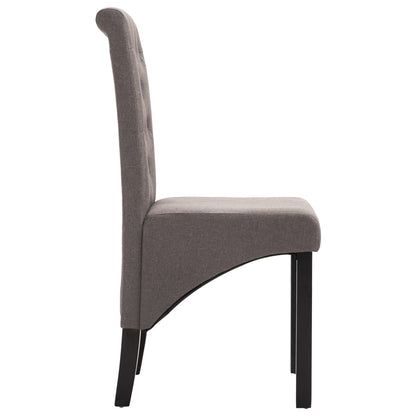 Dining Chair Set of 2 Taupe Fabric, Rubber wood Standard