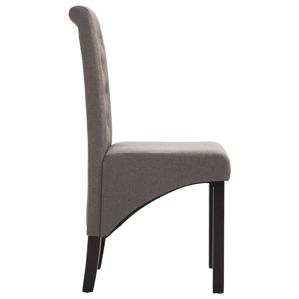 Dining Chair Set of 2 Taupe Fabric, Rubber wood Standard