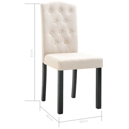 Dining Chair Set of 2 Cream Fabric Standard Durable