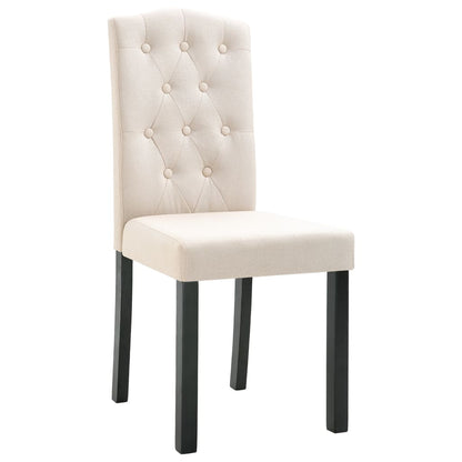 Dining Chair Set of 4 Cream Fabric and Rubber wood