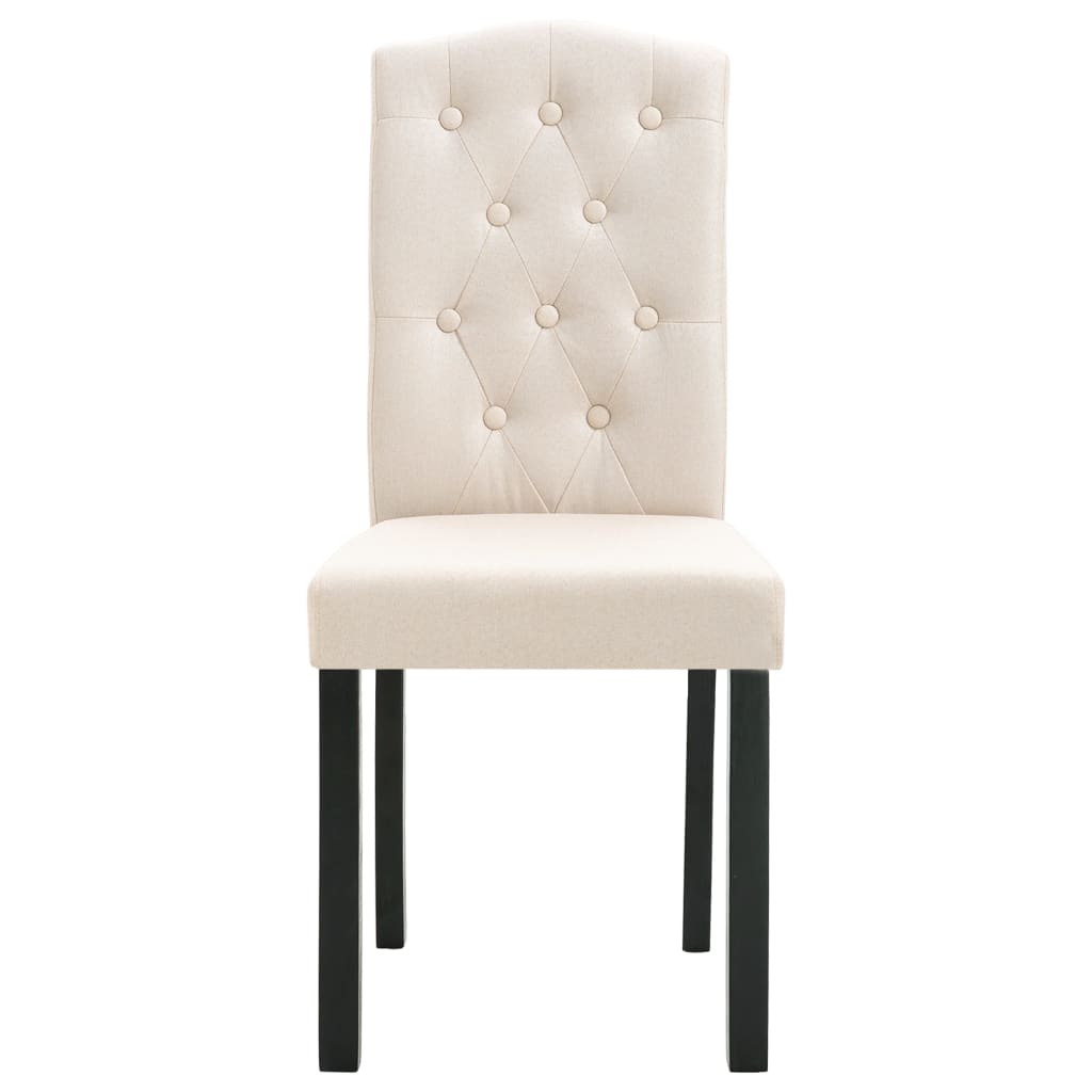 Dining Chair Set of 4 Cream Fabric and Rubber wood