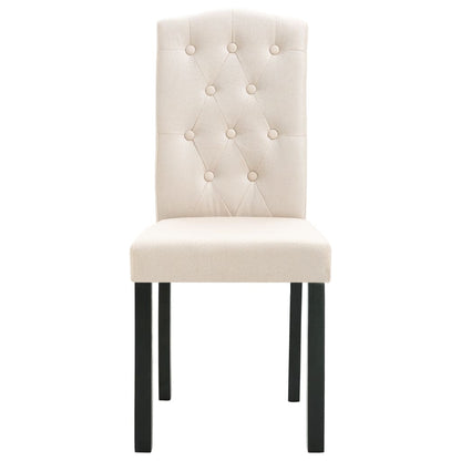 Dining Chair Set of 4 Cream Fabric and Rubber wood