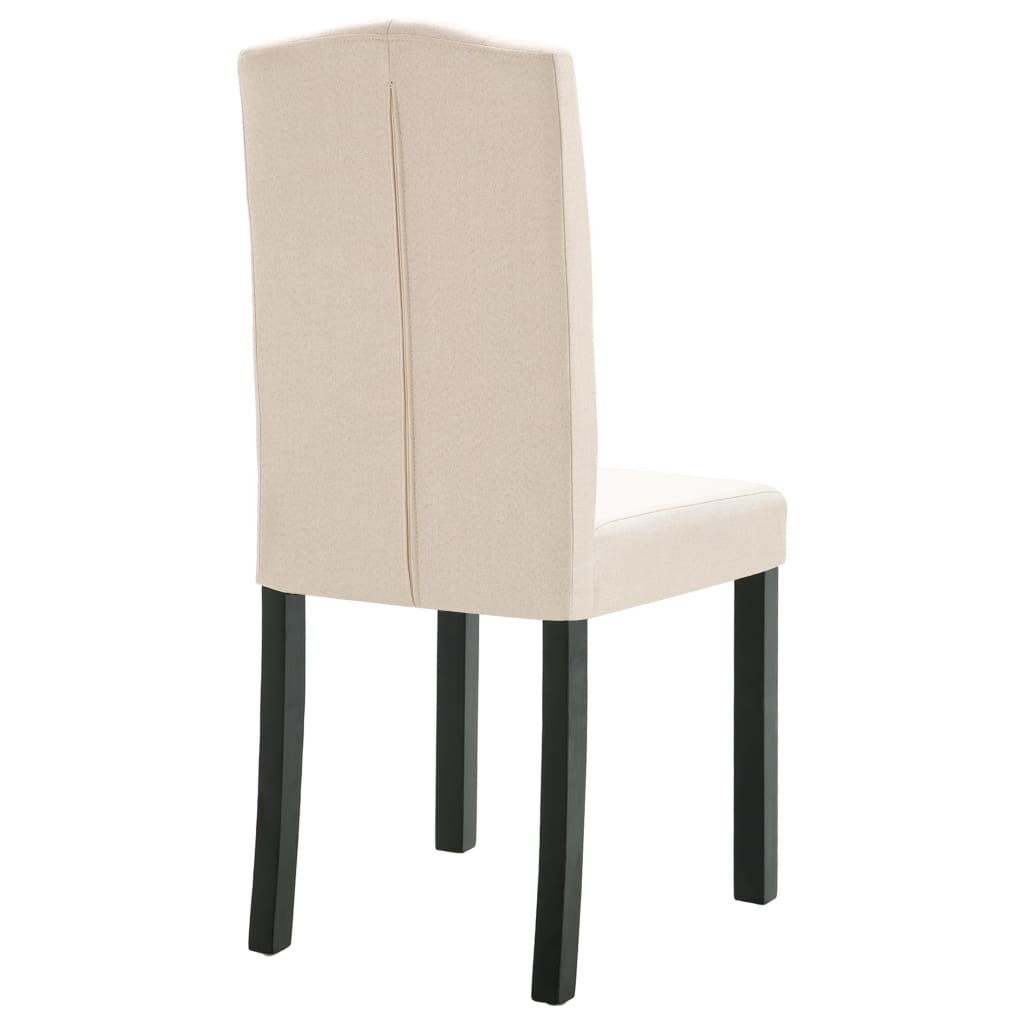 Dining Chair Set of 4 Cream Fabric and Rubber wood