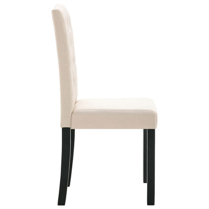 Dining Chair Set of 4 Cream Fabric and Rubber wood