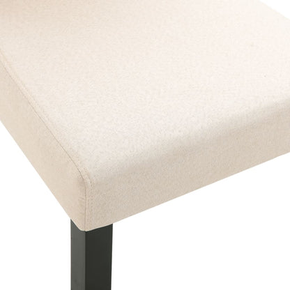 Dining Chair Set of 4 Cream Fabric and Rubber wood