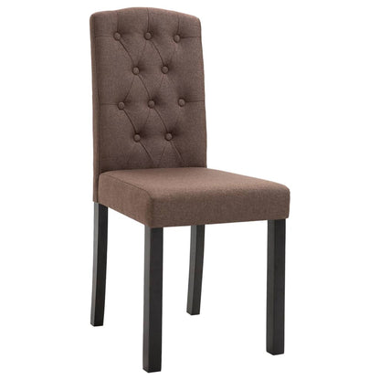 Dining Chair Set of 4 Brown Fabric and rubber wood frame Standard