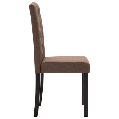 Dining Chair Set of 4 Brown Fabric and rubber wood frame Standard