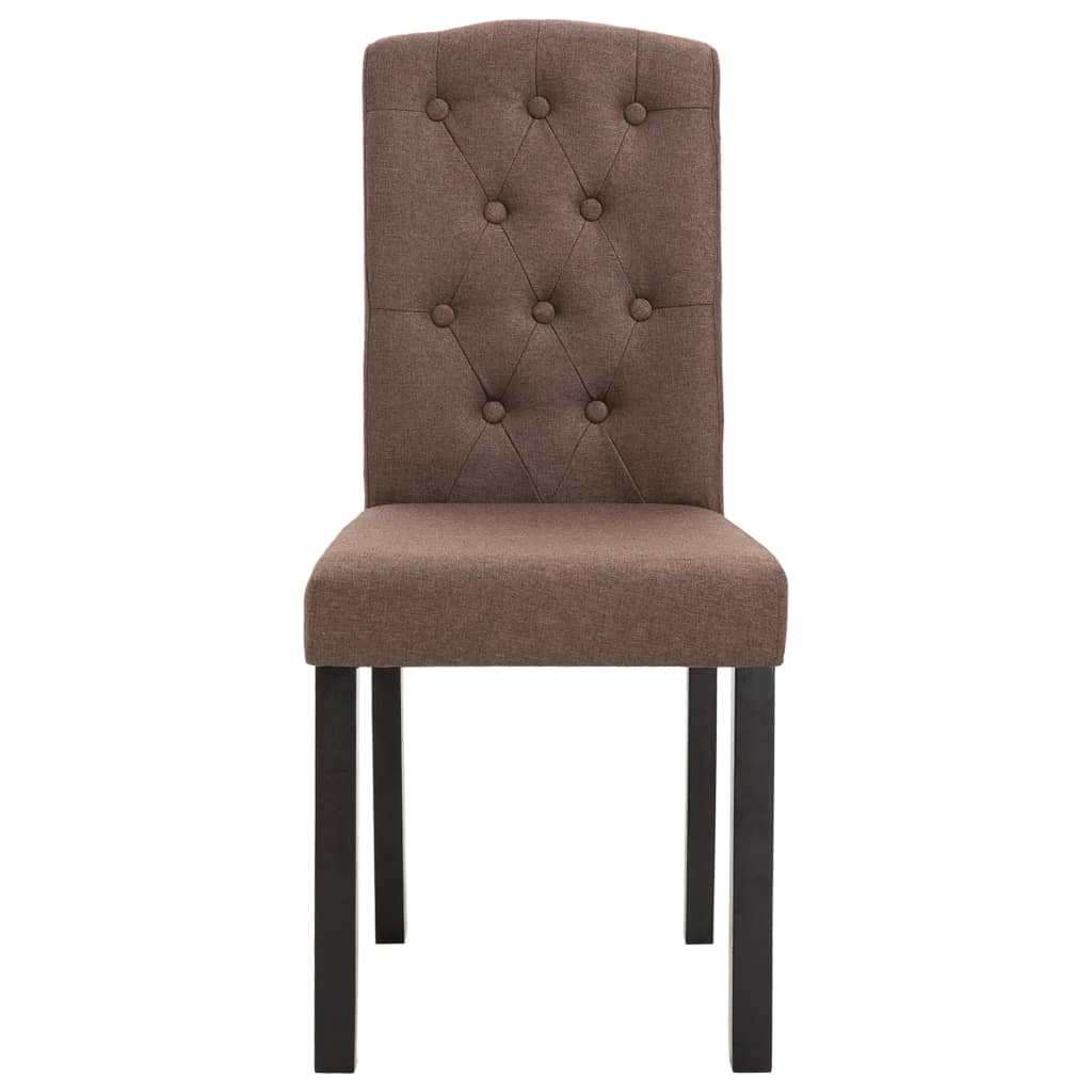 Dining Chair Set of 4 Brown Fabric and rubber wood frame Standard