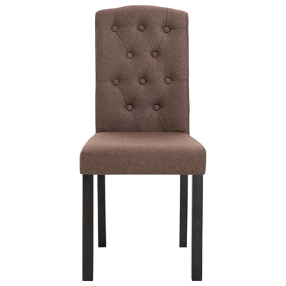 Dining Chair Set of 4 Brown Fabric and rubber wood frame Standard