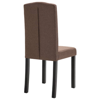 Dining Chair Set of 4 Brown Fabric and rubber wood frame Standard
