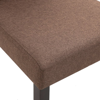 Dining Chair Set of 4 Brown Fabric and rubber wood frame Standard