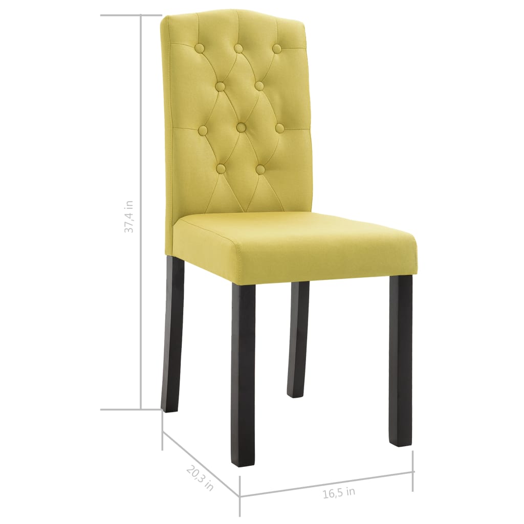 Dining Chair Set of 2 Green Fabric and Rubberwood Standard