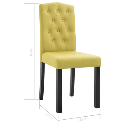 Dining Chair Set of 2 Green Fabric and Rubberwood Standard