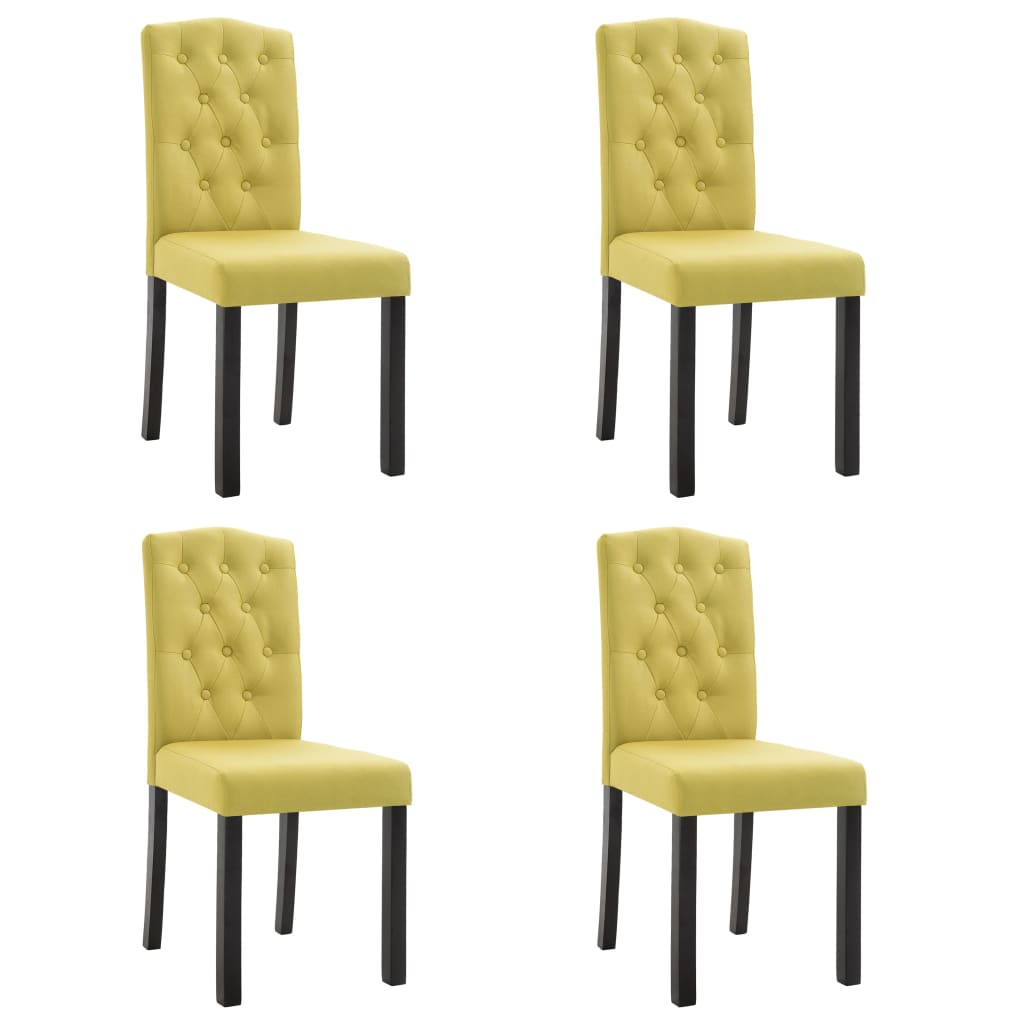 Dining Chair Set of 4 Green Fabric and Rubber wood Standard