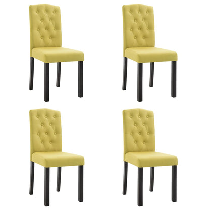Dining Chair Set of 4 Green Fabric and Rubber wood Standard