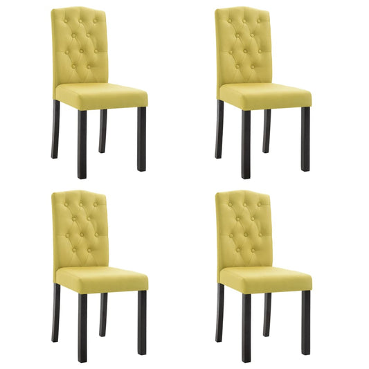 Dining Chair Set of 4 Green Fabric and Rubber wood Standard