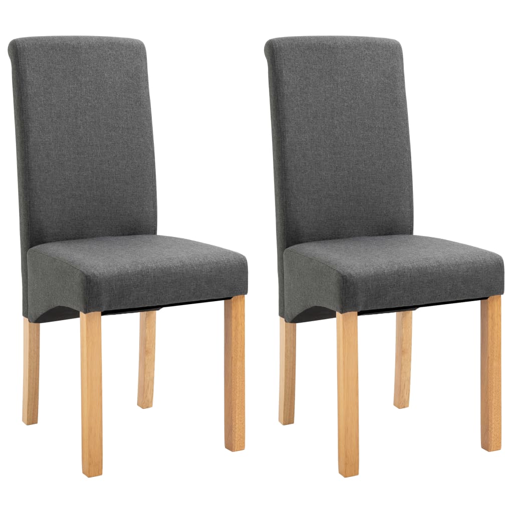 Dining Chair Set of 2 Grey Fabric Standard Ergonomic