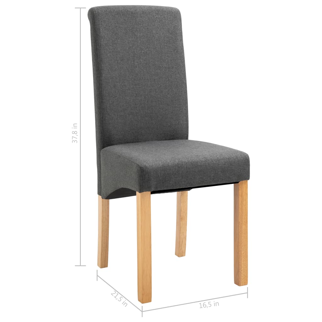 Dining Chair Set of 2 Grey Fabric Standard Ergonomic