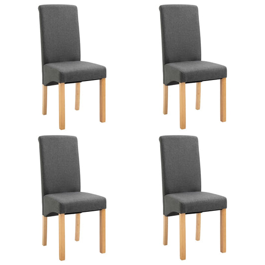 Dining Chair Set of 4 Gray Fabric and wood