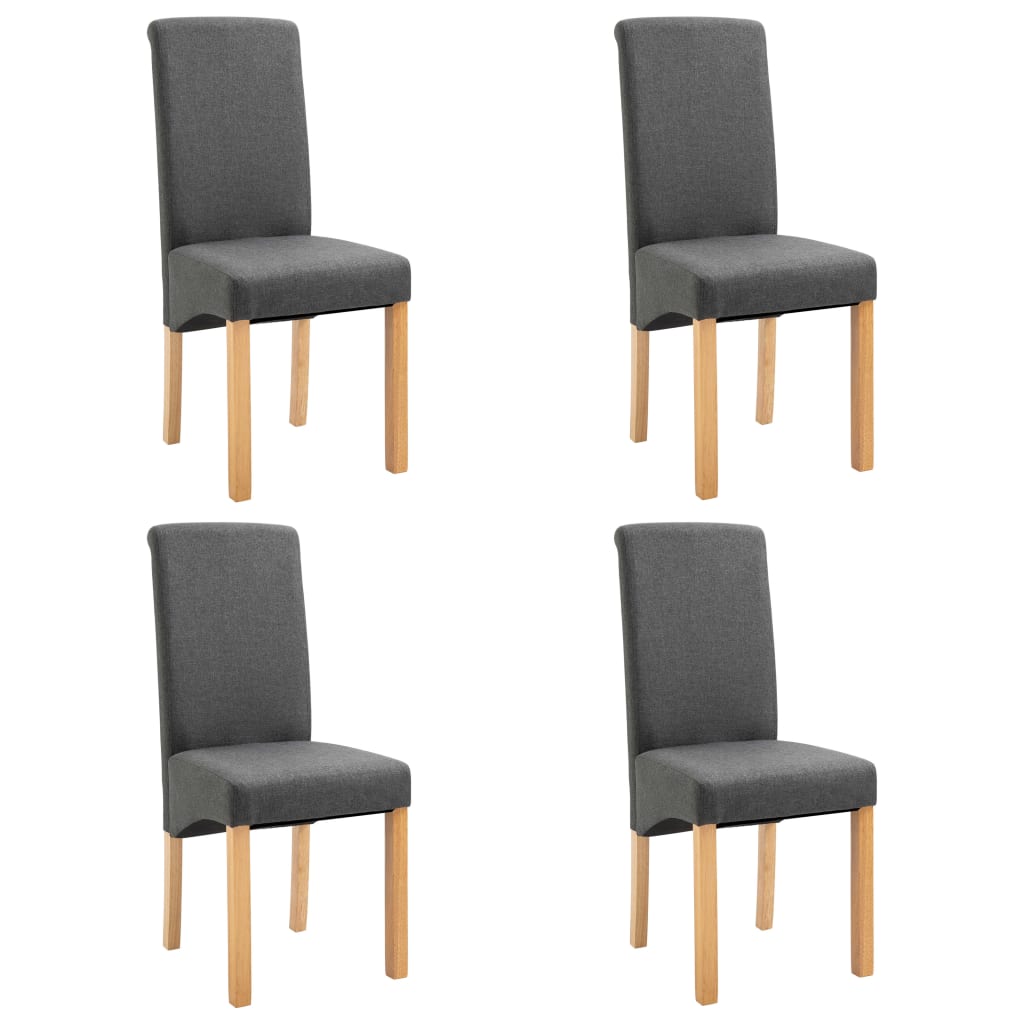 Dining Chair Set of 4 Gray Fabric and wood