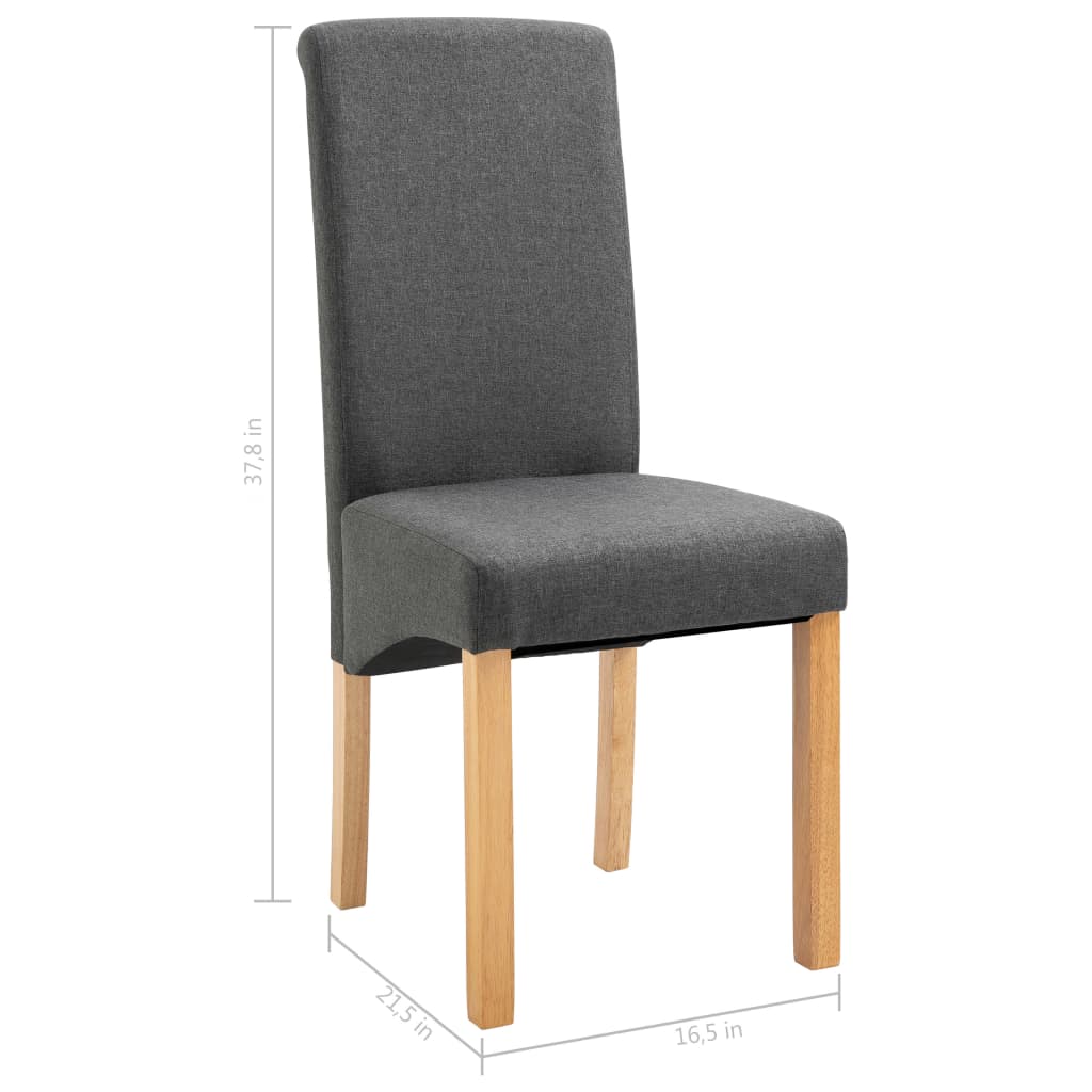 Dining Chair Set of 4 Gray Fabric and wood