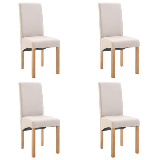 Dining Chair Set of 4 Cream Fabric, Wood Standard Ergonomic