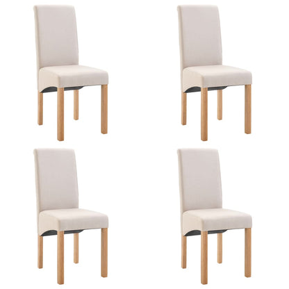 Dining Chair Set of 4 Cream Fabric, Wood Standard Ergonomic