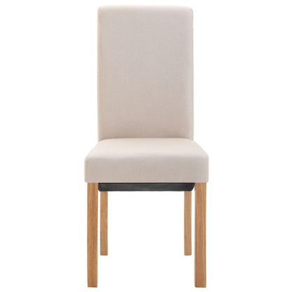 Dining Chair Set of 4 Cream Fabric, Wood Standard Ergonomic