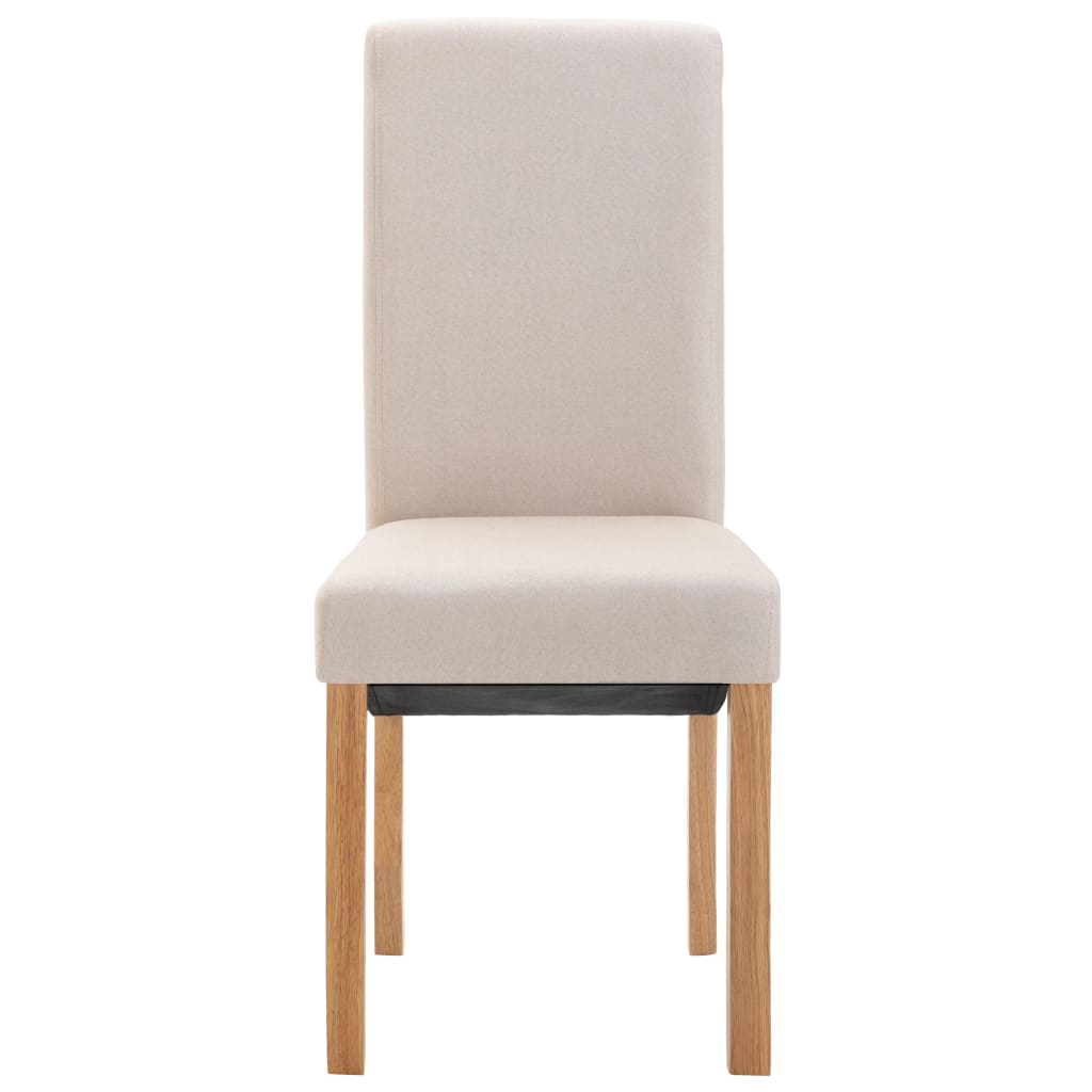Dining Chair Set of 4 Cream Fabric, Wood Standard Ergonomic