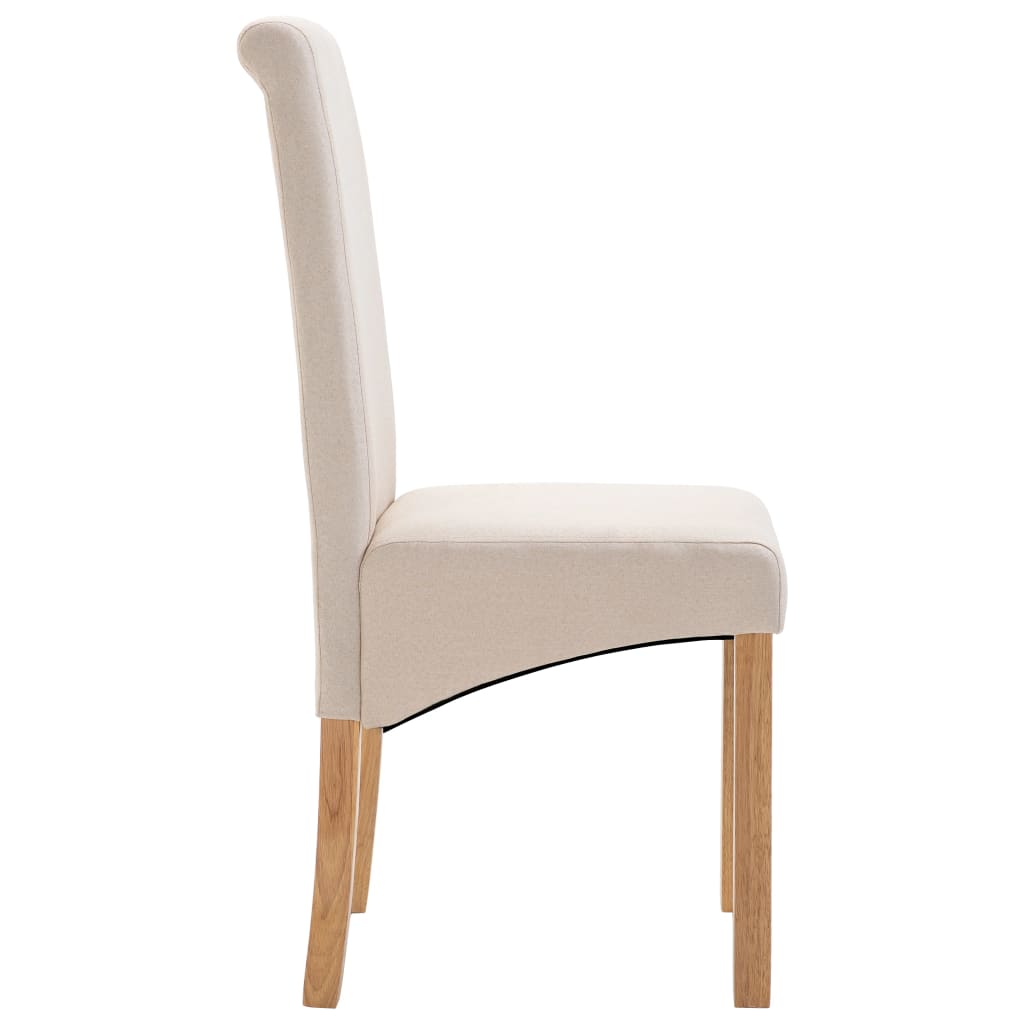 Dining Chair Set of 4 Cream Fabric, Wood Standard Ergonomic