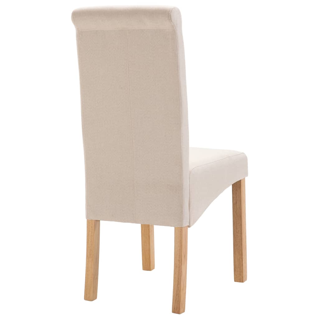 Dining Chair Set of 4 Cream Fabric, Wood Standard Ergonomic