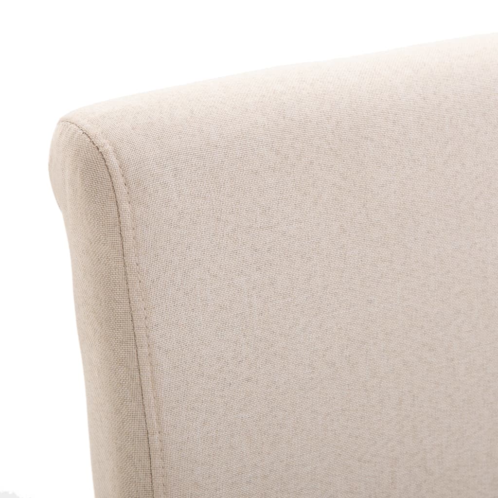 Dining Chair Set of 4 Cream Fabric, Wood Standard Ergonomic