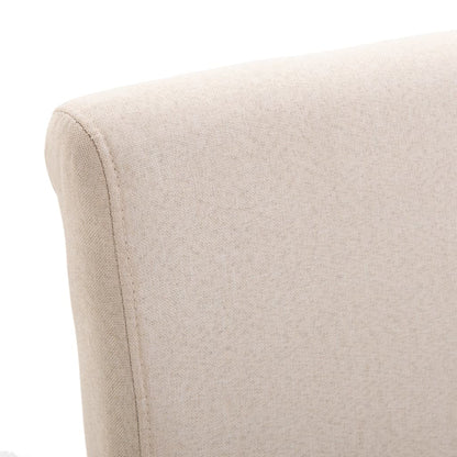 Dining Chair Set of 4 Cream Fabric, Wood Standard Ergonomic