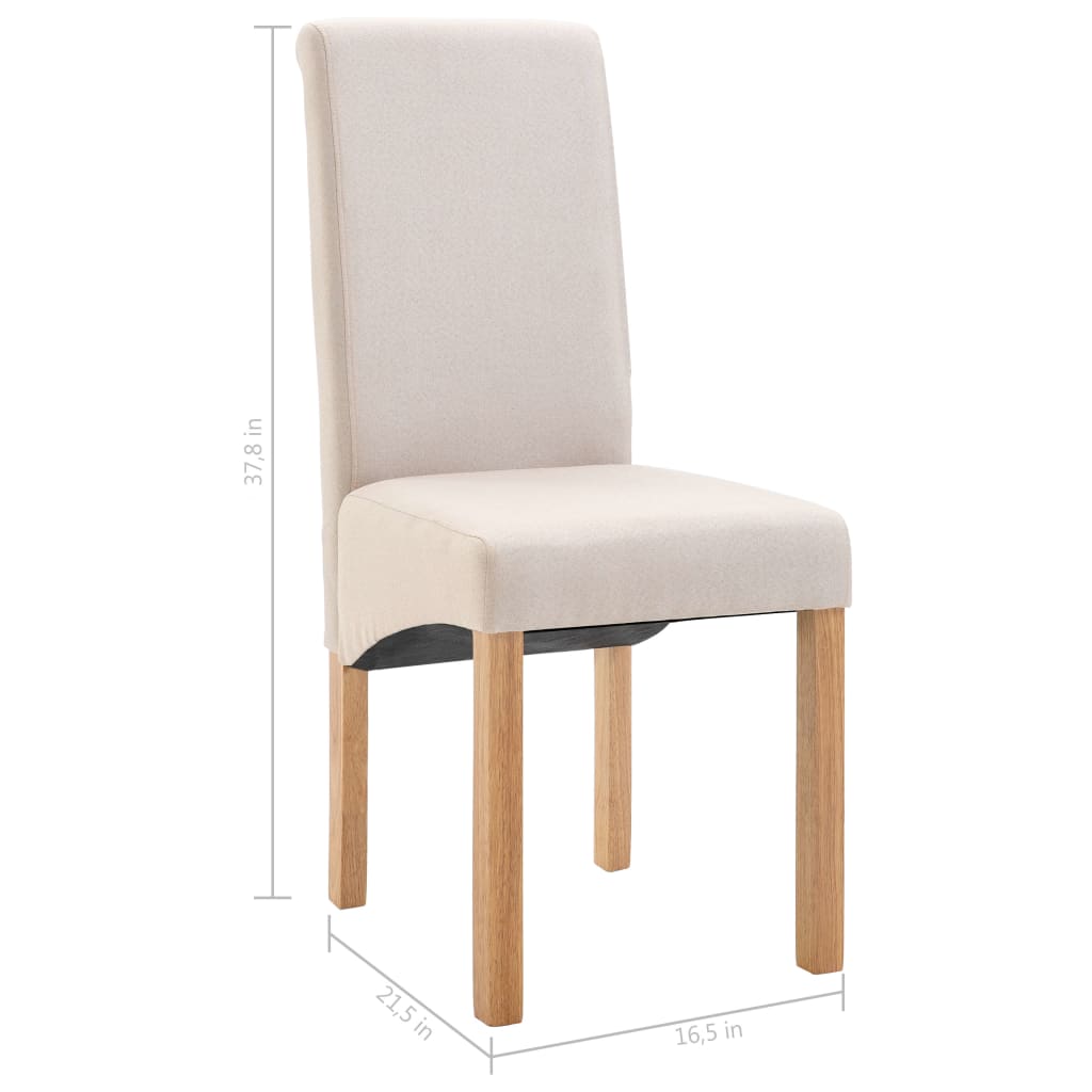 Dining Chair Set of 4 Cream Fabric, Wood Standard Ergonomic
