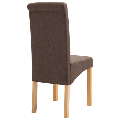Dining Chair Set of 2 Brown Fabric and Wooden Frame Standard