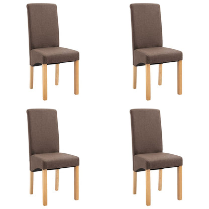 Dining Chair Set of 4 Brown Fabric and wood Standard Ergonomic