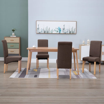 Dining Chair Set of 4 Brown Fabric and wood Standard Ergonomic
