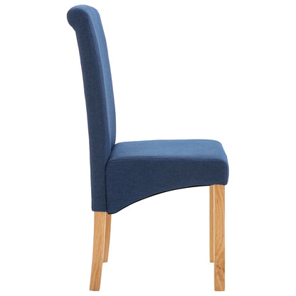 Dining Chair Set of 4 Blue Fabric and wood Medium Ergonomic