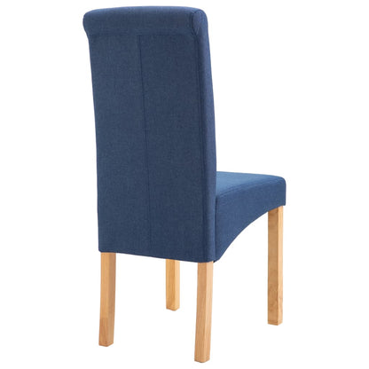 Dining Chair Set of 4 Blue Fabric and wood Medium Ergonomic