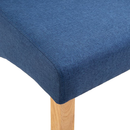 Dining Chair Set of 4 Blue Fabric and wood Medium Ergonomic