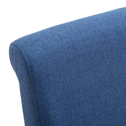 Dining Chair Set of 4 Blue Fabric and wood Medium Ergonomic