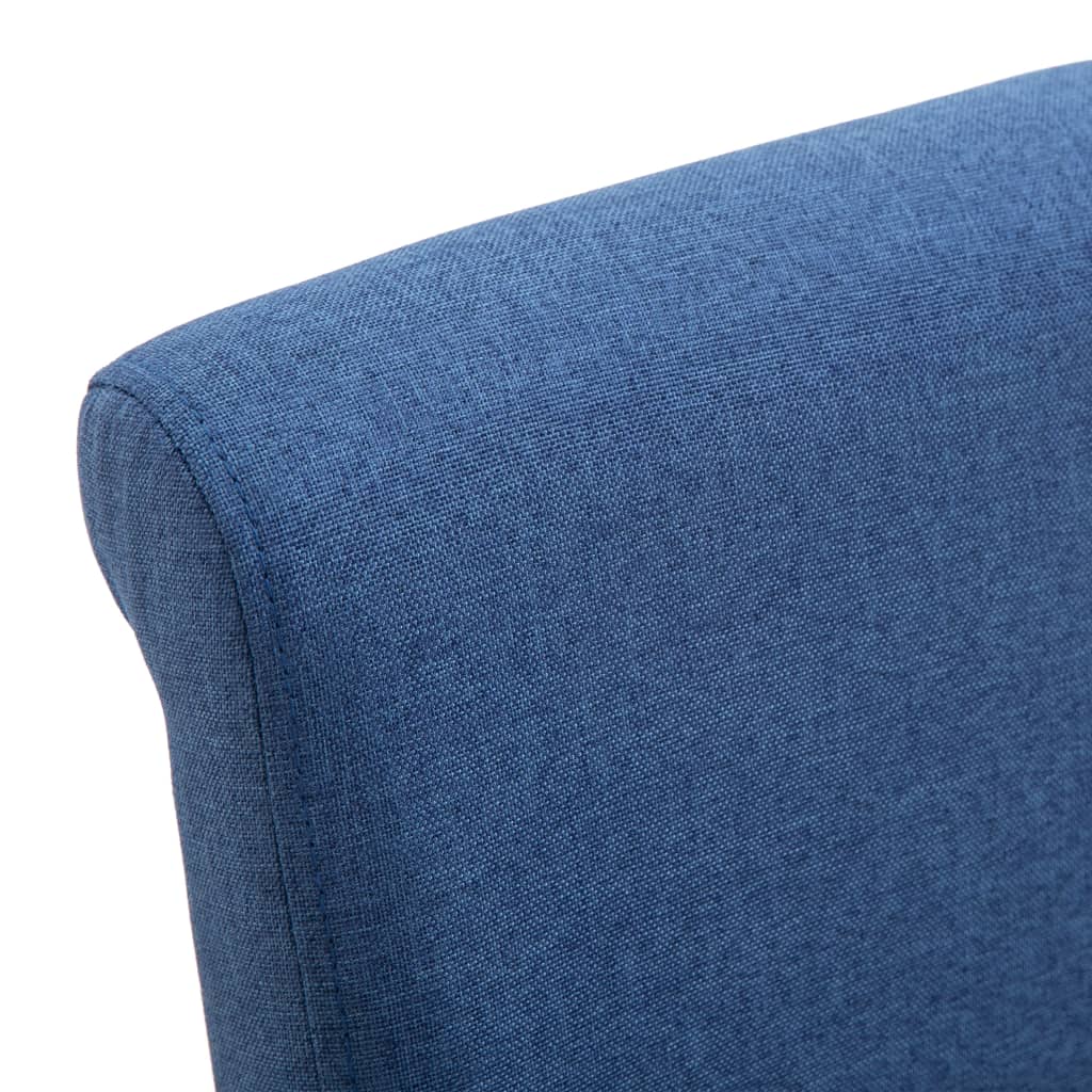 Dining Chair Set of 4 Blue Fabric and wood Medium Ergonomic