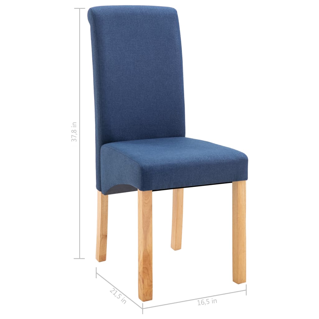 Dining Chair Set of 4 Blue Fabric and wood Medium Ergonomic