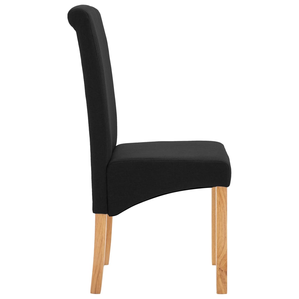 Dining Chair Set of 2 Black Fabric, Wood Standard Ergonomic