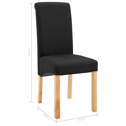 Dining Chair Set of 2 Black Fabric, Wood Standard Ergonomic