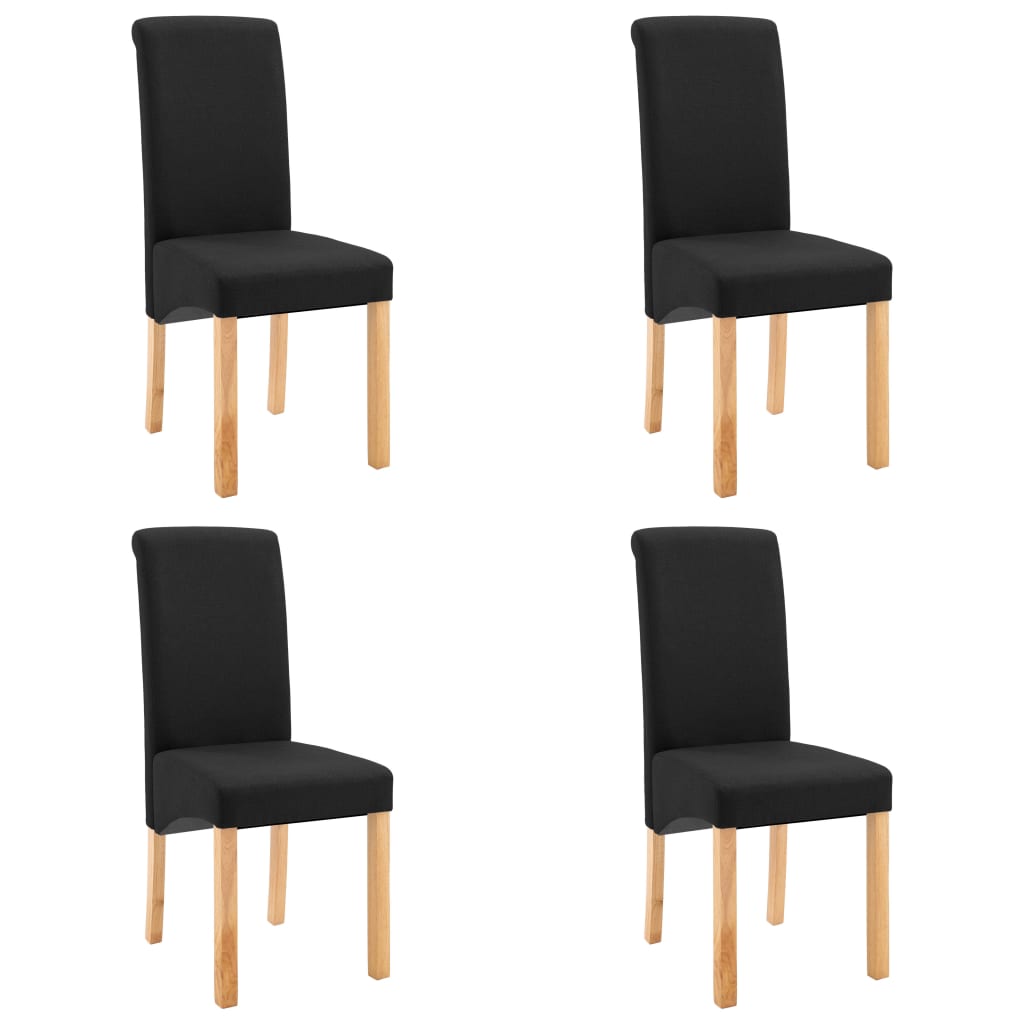 Dining Chair Set of 4 Black Fabric and wood Standard Ergonomic