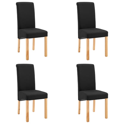 Dining Chair Set of 4 Black Fabric and wood Standard Ergonomic
