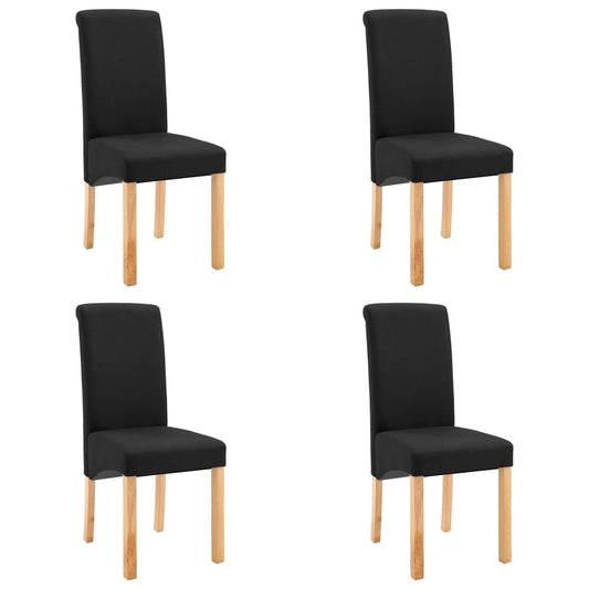 Dining Chair Set of 4 Black Fabric and wood Standard Ergonomic