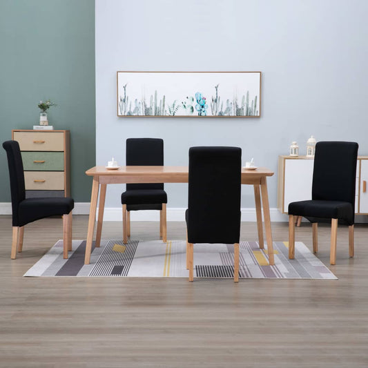 Dining Chair Set of 4 Black Fabric and wood Standard Ergonomic