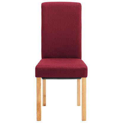 Dining Chair Set of 2 Red Fabric and Wood Standard Ergonomic